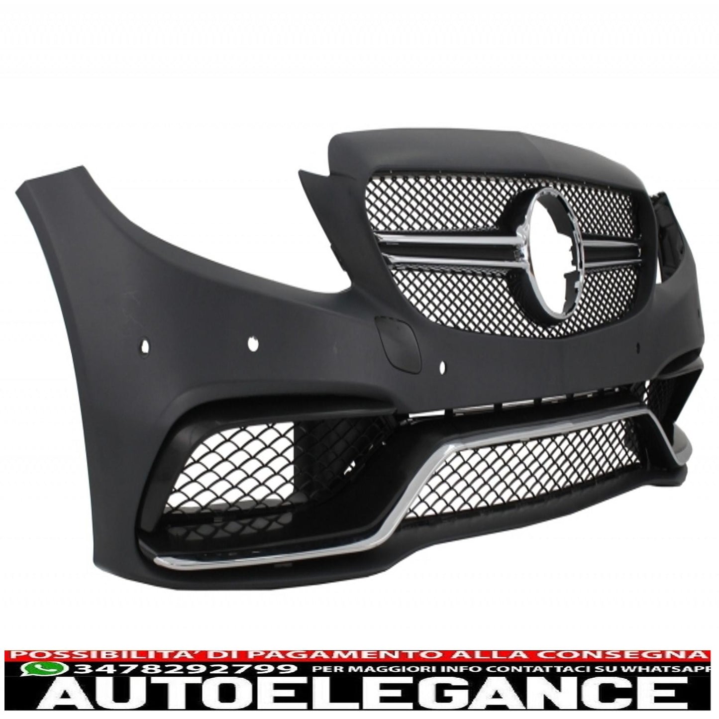 paraurti anteriore con diffusore posteriore e terminali silver adatto per mercedes classe c w205 s205 (2014-2020) solo per amg sport line