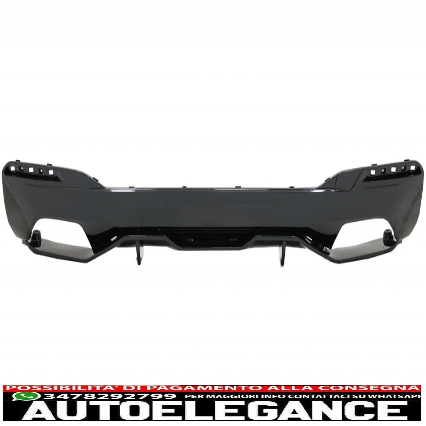 diffusore del paraurti posteriore con terminali del silenziatore di scarico adatto per BMW Serie 5 G30 G31 Limousine Touring (2017-up) M Performance Design Cromato e Nero Pianoforte