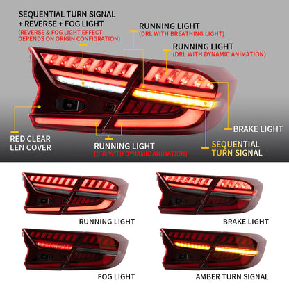 Fanali posteriori a LED per Honda Accord 10th 2018-up con indicatori sequenziali YAB-HD-0307