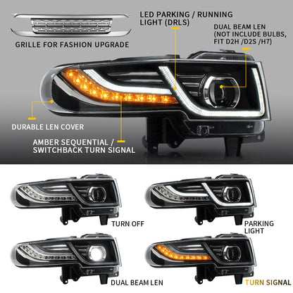 Fari a LED per Toyota Fj Cruiser con griglia 2007-2015 con indicatori sequenziali (lampadine non incluse)