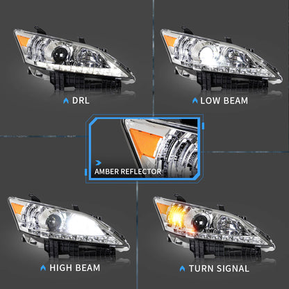 Fari per proiettori per Lexus ES350 2010-2012 (proiettore anabbagliante. Riflettore fascio alto. Edizione con alloggiamento cromato e nero)