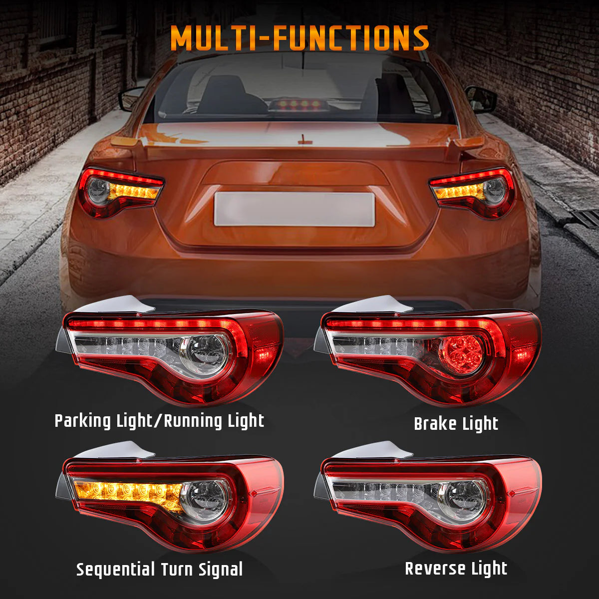Fanali posteriori a LED completi per Toyota GT86 2012-2020 Subaru BRZ 2013-2020 Scion FR-S 2013-2020 con indicatori di direzione sequenziali