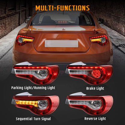 Fanali posteriori a LED completi per Toyota GT86 2012-2020 Subaru BRZ 2013-2020 Scion FR-S 2013-2020 con indicatori di direzione sequenziali
