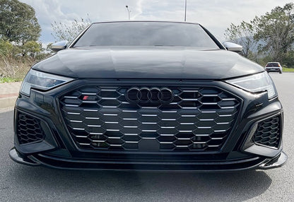 SPLITTER ANTERIORE ADATTO PER AUDI A3 8Y SLINE 2020+ LOOK SPORTIVO NERO LUCIDO