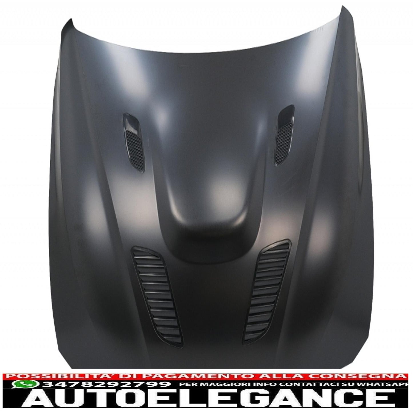 cofano cofano con parafanghi anteriori nero cromato adatto a bmw serie 3 f30 f31 (2011-2019) m3 gts look AUTOELEGANCERICAMBI