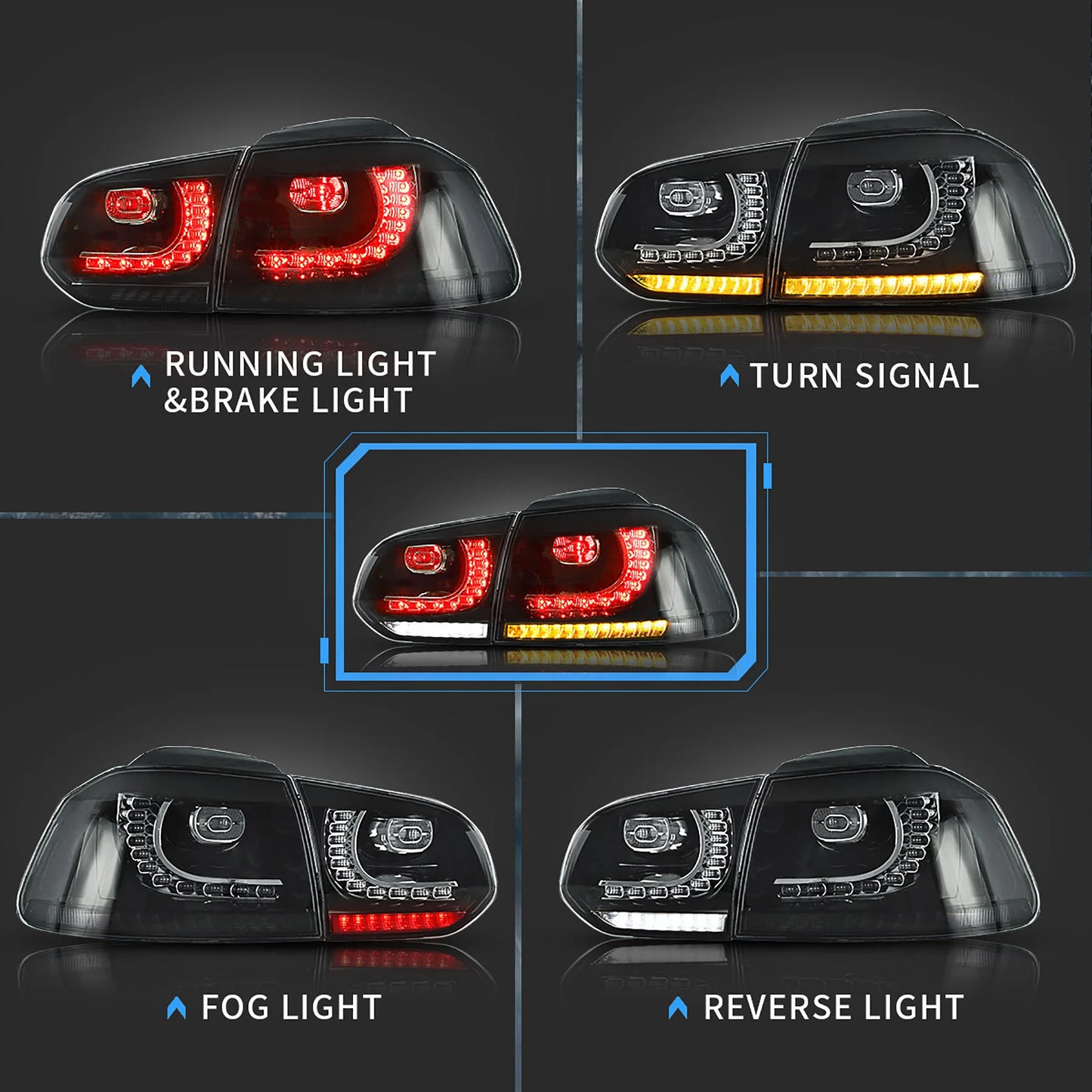 Fanali posteriori a LED per Volkswagen Golf 6 MK6 2008-2013 con indicatori