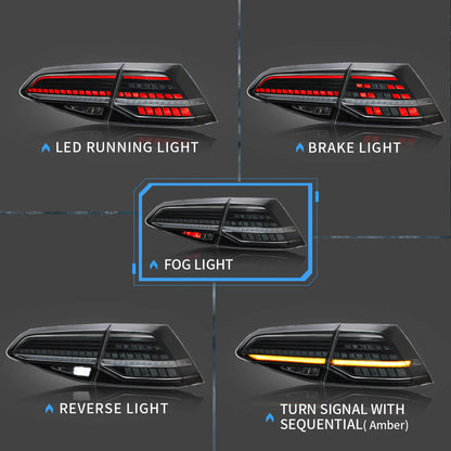 Fanali posteriori a LED per Volkswagen Golf 7 MK7 MK7.5 2013-2019 (non adatti per Golf GTI 7.5 | Golf R | Wagon | Modelli alogeni)