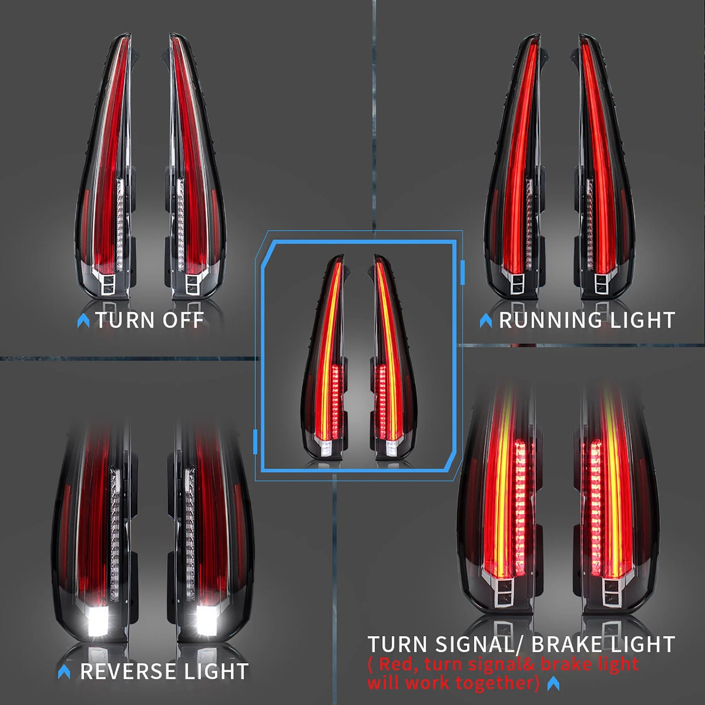 Fanali posteriori Full LED Cadillac Escalade 3rd Gen 2007-2014 12V 42W (non adatti a GMC e Chevrolet)
