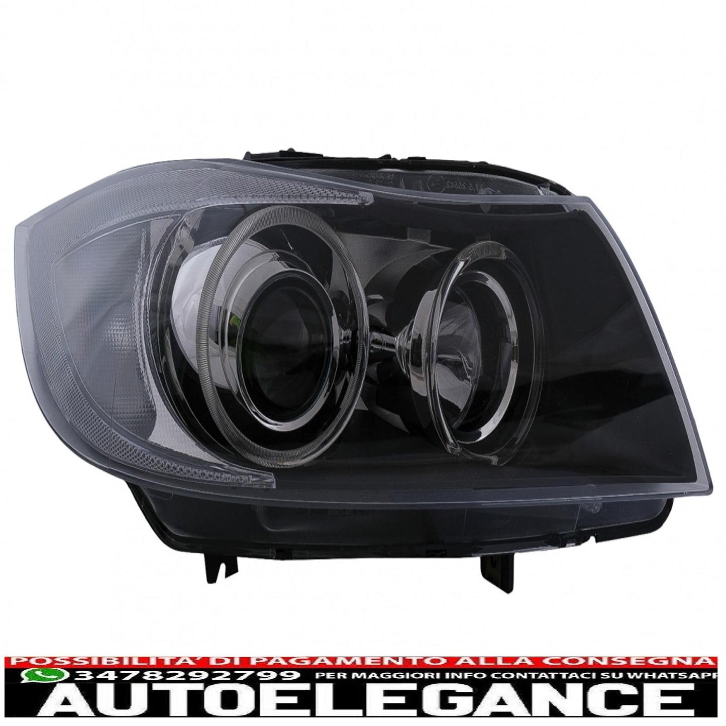 Xenon headlight angel eye right side suitable for bmw 3 series e90 sedan e91 touring (03.2005-2008) chrome 