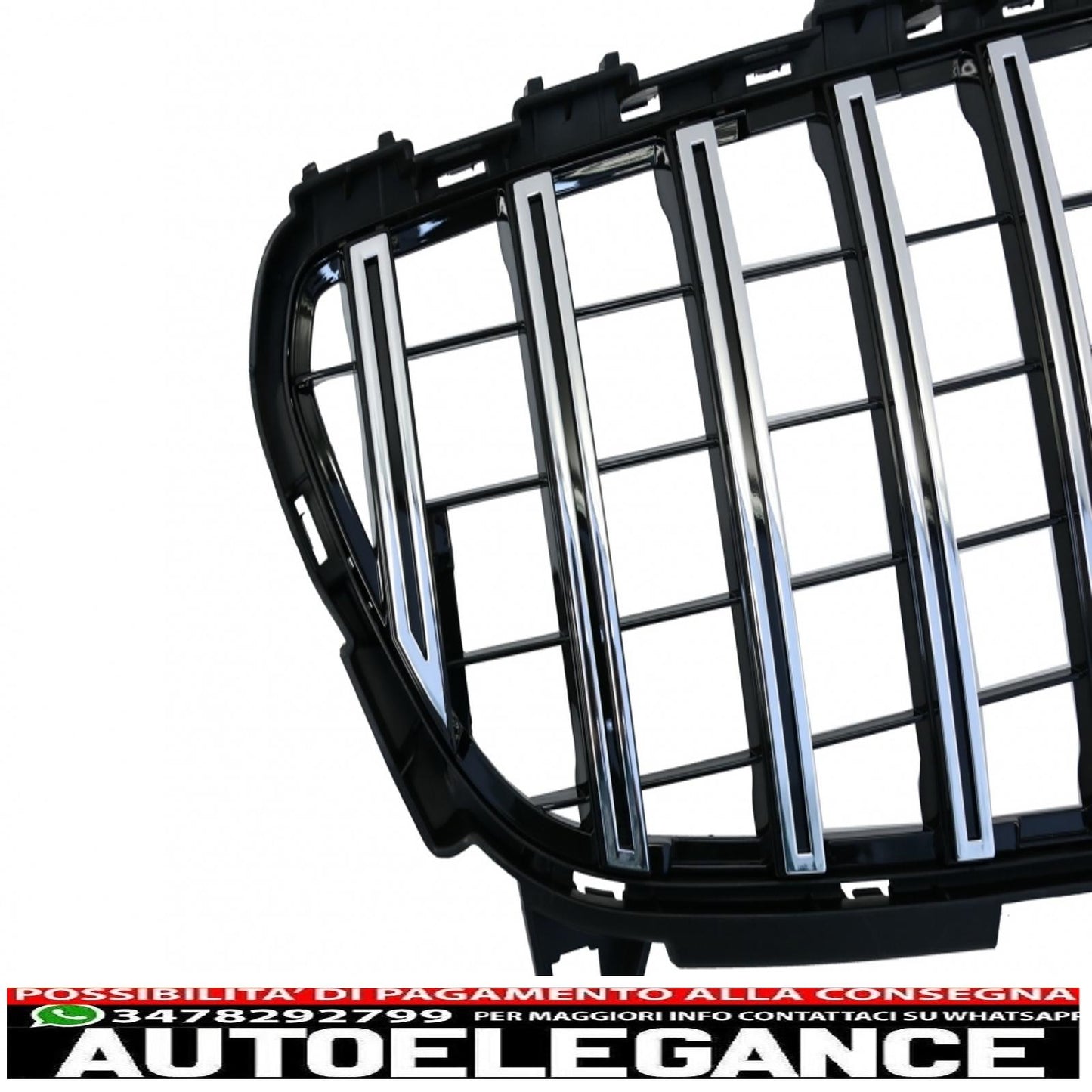 central grille suitable for mercedes a-class w176 restyling (09.2015-2018) a45 gt-r design panamericana black chrome