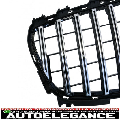 central grille suitable for mercedes a-class w176 restyling (09.2015-2018) a45 gt-r design panamericana black chrome