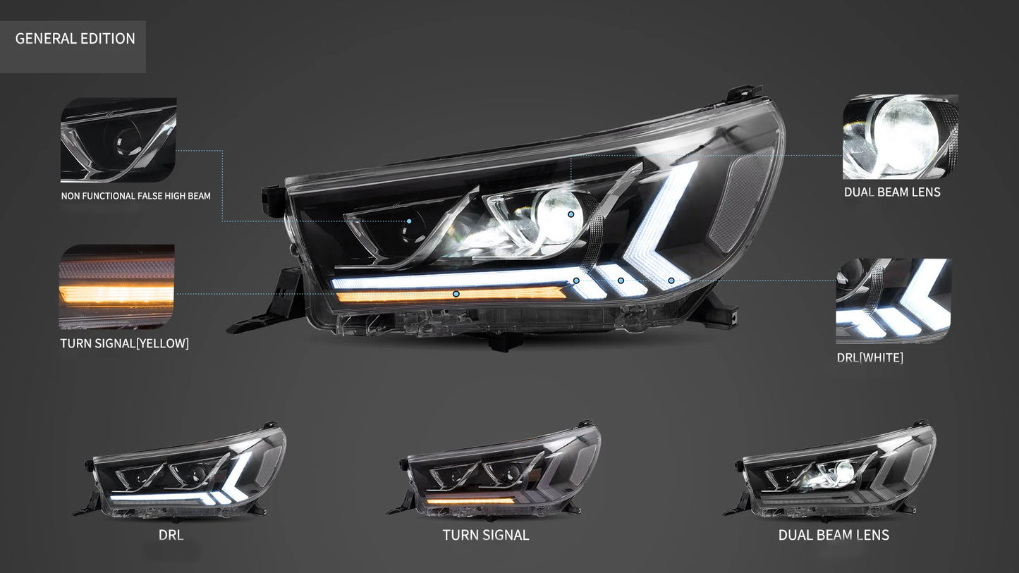 Fari a LED per Toyota Hilux Vigo Revo 2015-2019 con illuminazione di cortesia dinamica