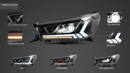 Fari a LED per Toyota Hilux Vigo Revo 2015-2019 con illuminazione di cortesia dinamica