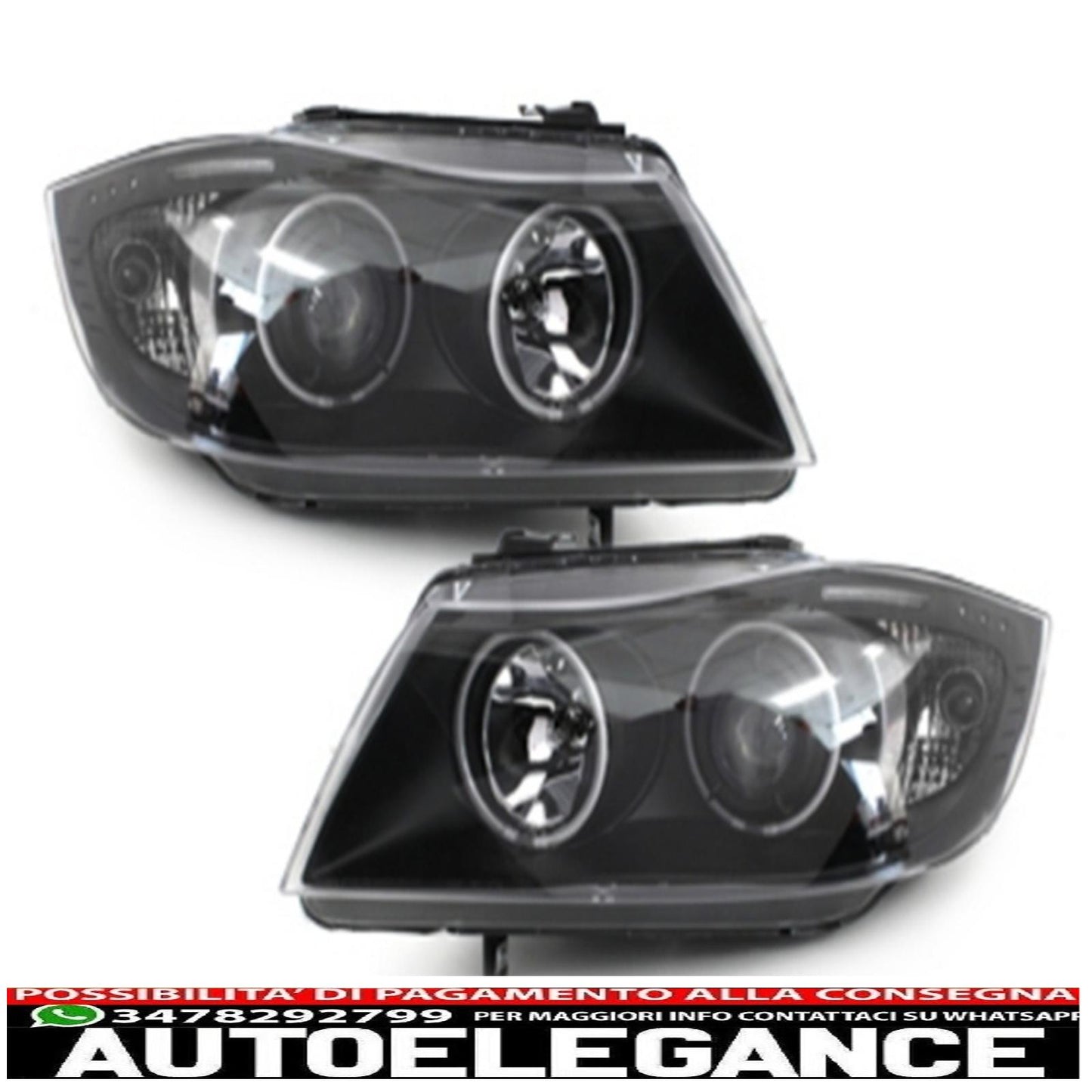 headlights suitable for bmw 3 series e90 e91 (03.2005-08.2008) angel eye ccfl black 