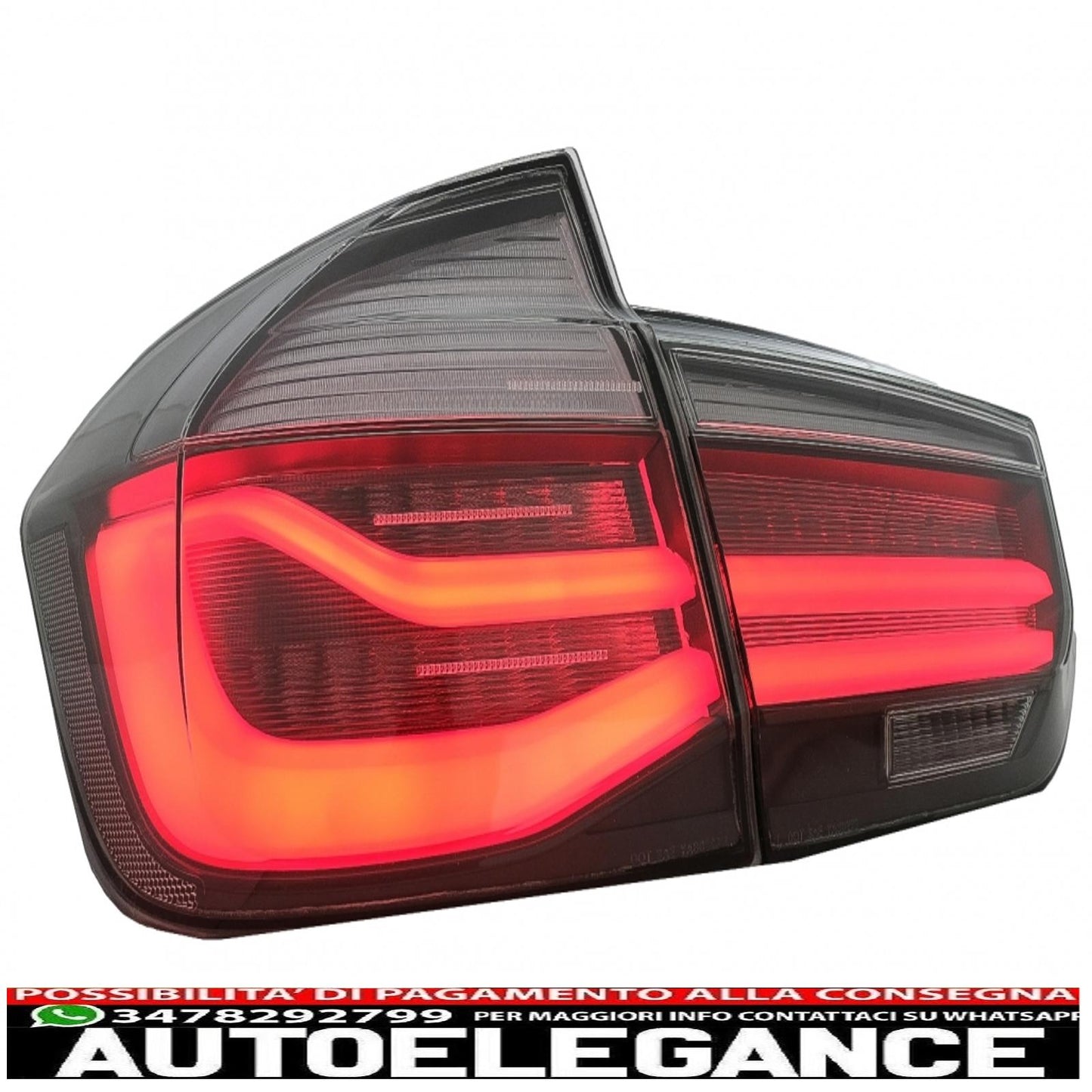 led rear lights m look black line suitable for bmw 3 series f30 pre lci and lci (2011-2019) smoke red conversion to lci design with dynamic sequential cornering lights