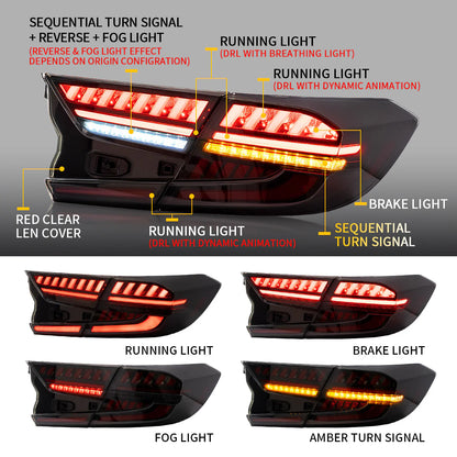Fanali posteriori a LED per Honda Accord 10th 2018-up con indicatori sequenziali YAB-HD-0307