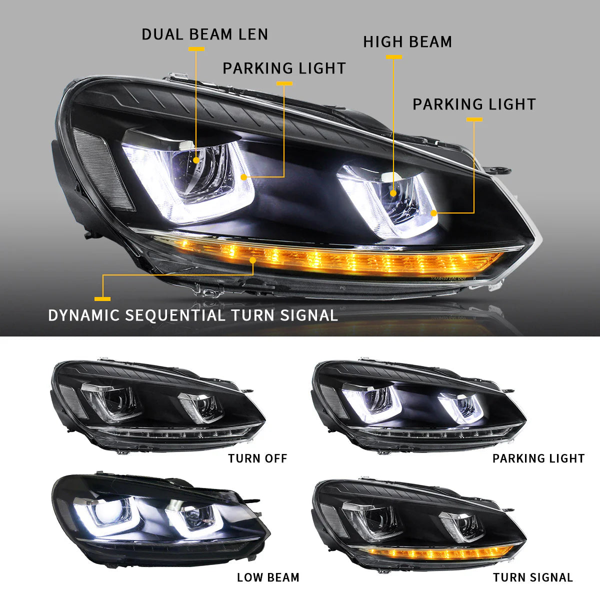 Dual Beam per Volkswagen Golf 6/MK6 2010-2014 (NON adatto per modelli Golf GTI e Golf R)