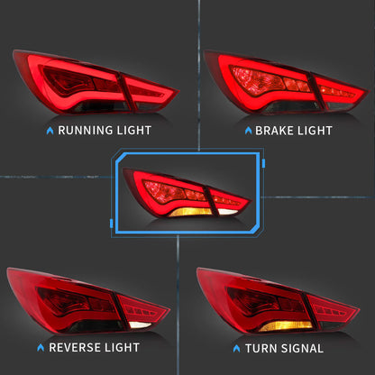 Fanali posteriori Full LED per Hyundai Sonata 6th Gen Sedan 2011-2014 ABS, PMMA, materiale in VETRO