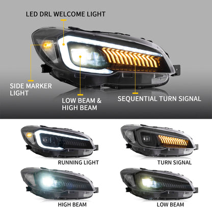 Fari per proiettori a LED per Subaru WRX 2015-2020 WRX STI 2015-2017 (non adatti a modelli WRX 18-21 con AFS/SRH)