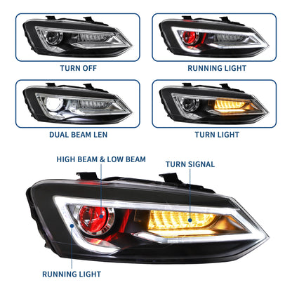 Volkswagen Polo 2011-2017 Dual Beam LED Headlights (Not for GTI/GTR Models) 