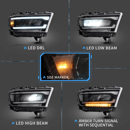 Proiettore Matrix e fari Full LED per Dodge Ram 2019-UP (proiettore Matrix e stili Full LED da scegliere)
