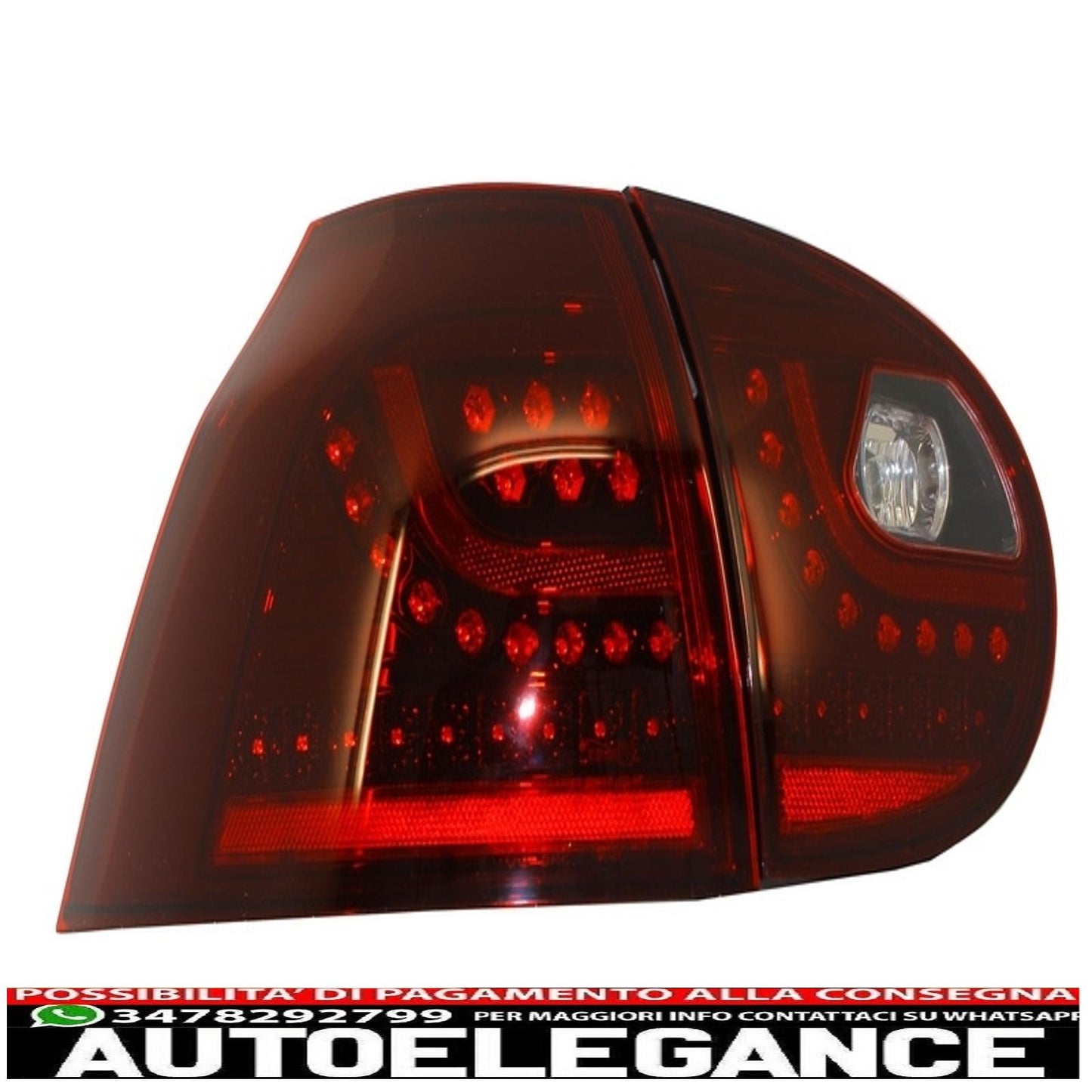 led rear lights suitable for vw golf v 5 (2004-2009) left hand drive (lhd) cherry red urban style
