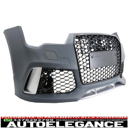 Paraurti anteriore con griglia adatto per audi a7 4g restyling (2015-2018) e diffusore con mantovana per paraurti posteriore e terminali di scarico design RS7