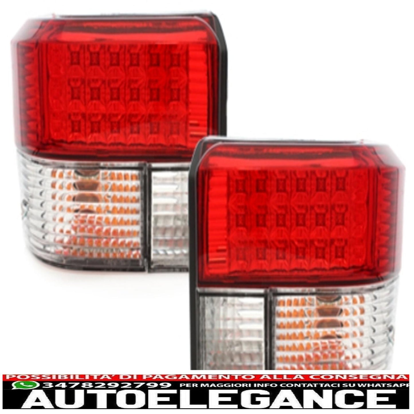 led rear lights suitable for vw t4 (1990-2003) crystal red
