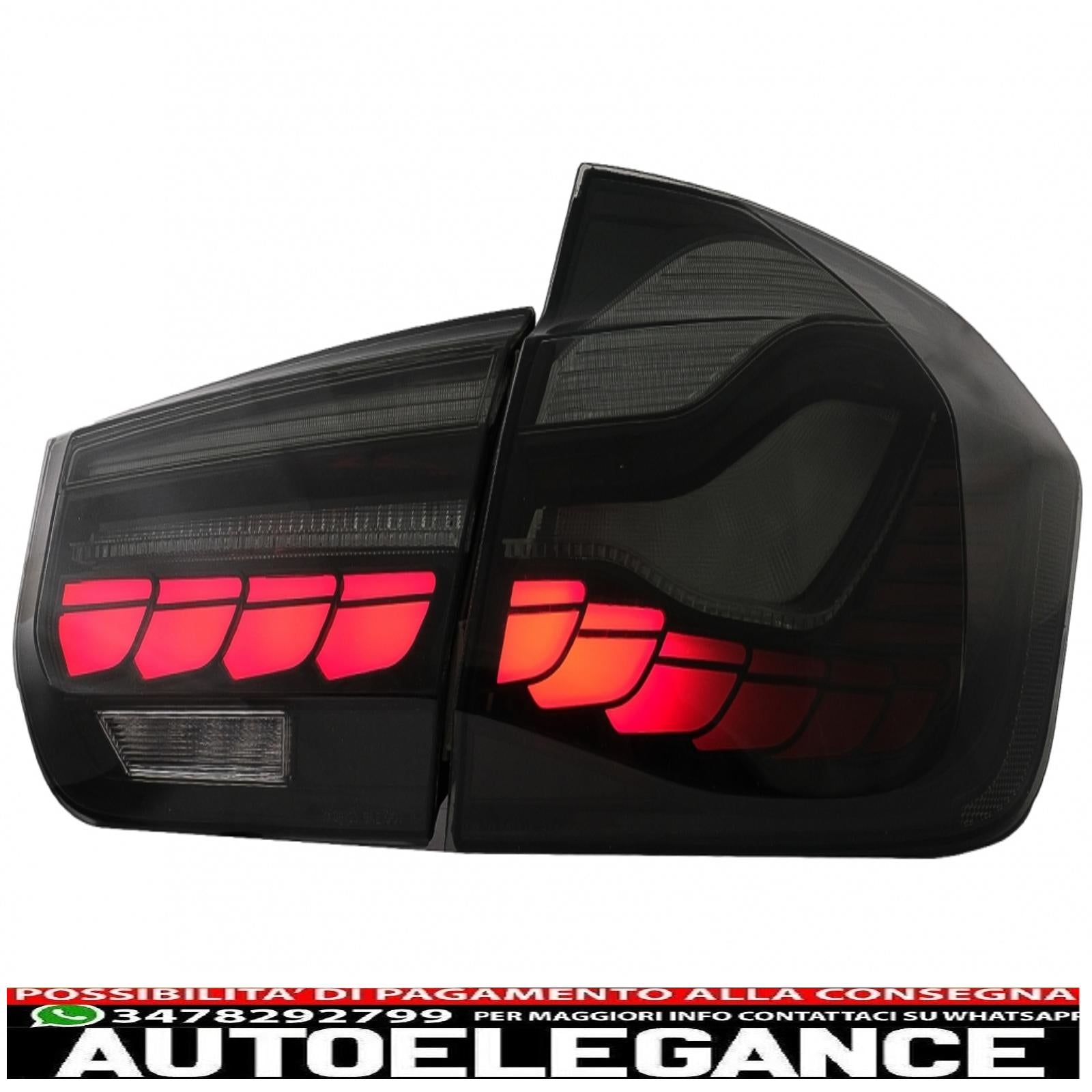 conversione dei fanali posteriori oled al design m4 adatti per bmw serie 3 f30 pre lci e lci (2011-2019) f35 f80 fumo rosso con luci di svolta sequenziali dinamiche AUTOELEGANCERICAMBI