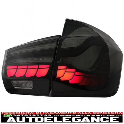 conversione dei fanali posteriori oled al design m4 adatti per bmw serie 3 f30 pre lci e lci (2011-2019) f35 f80 fumo rosso con luci di svolta sequenziali dinamiche AUTOELEGANCERICAMBI
