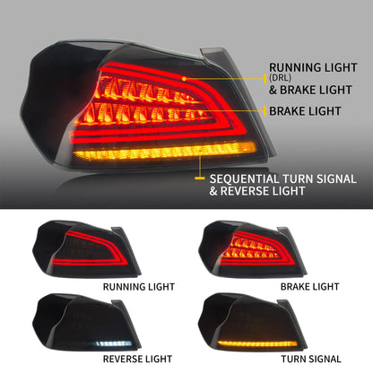 Fanali posteriori Full LED Subaru Wrx 2015-2019 ABS, PMMA, materiale VETRO