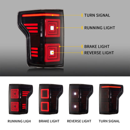 Fanali posteriori per Ford F150 2015-2020 con indicatore di direzione rosso【NON adatti per F150 Raptor】