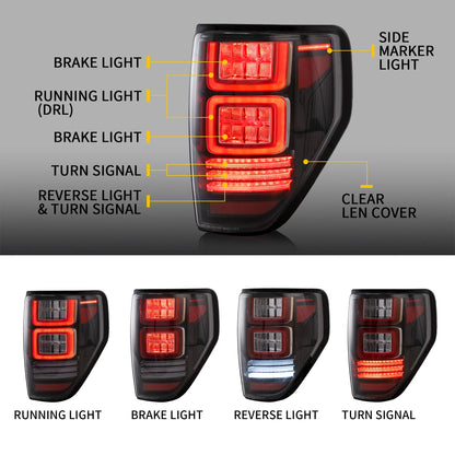 Fanali posteriori Full LED per Ford F150 2009-2014 con segnale di svolta sequenziale/rosso ambra