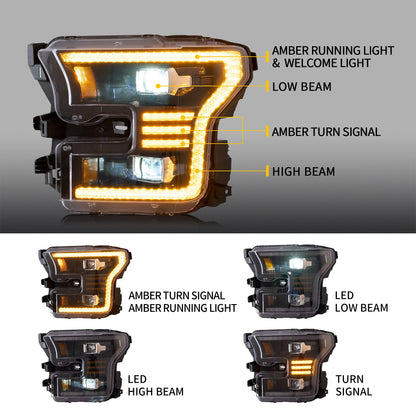 Fari per proiettori a LED per modelli alogeni FORD F150 2015-2017 (non adatti per Raptor)