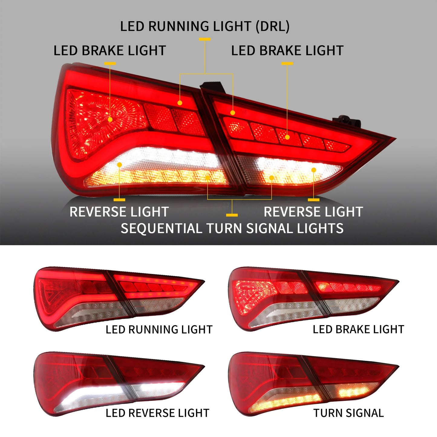 Fanali posteriori Full LED per Hyundai Sonata 6th Gen Sedan 2011-2014