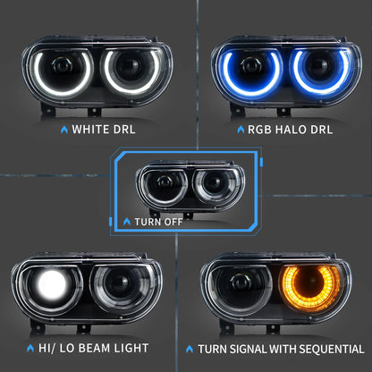 Fari a doppio raggio RGB per Dodge Challenger 2008-2014