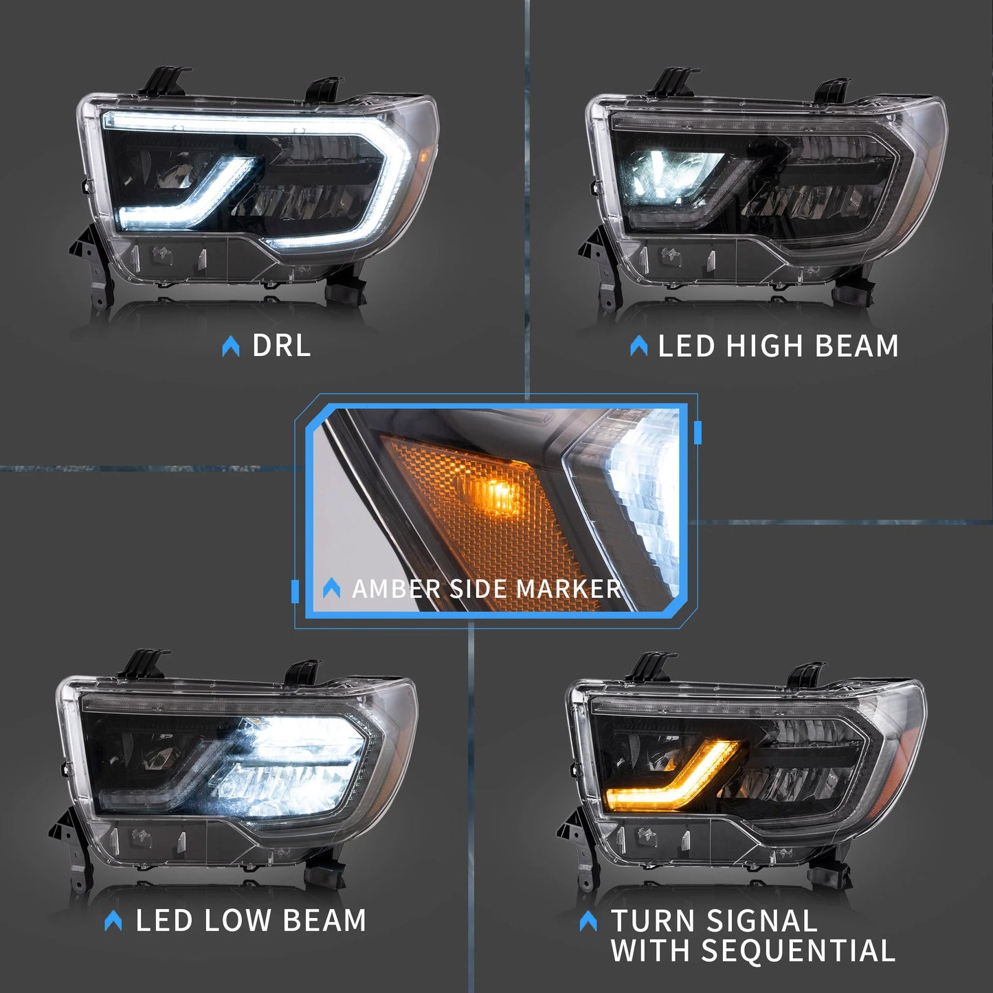 Fari Full LED per Toyota Tundra 2007-2013 Sequoia 2008-2017