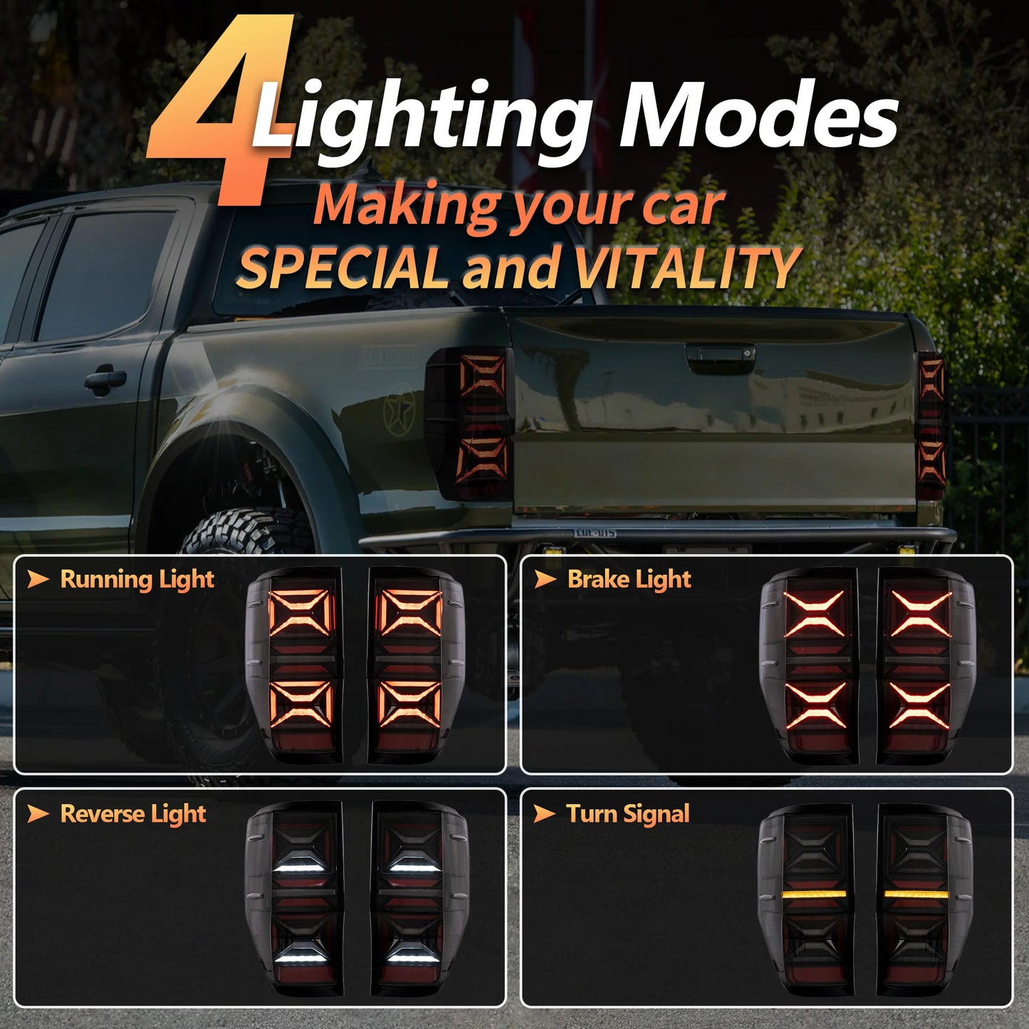 Luci posteriori a LED per Ford Ranger T6 2012-2018 (PX MKII, Base, XL, XLT, Limited) (non per modelli USA)