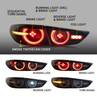 Fanali posteriori per Mazda 3 Axela berlina dal 2019 in poi con illuminazione dinamica di benvenuto (non adatto per Hatchback e Mazda 3 TCR)