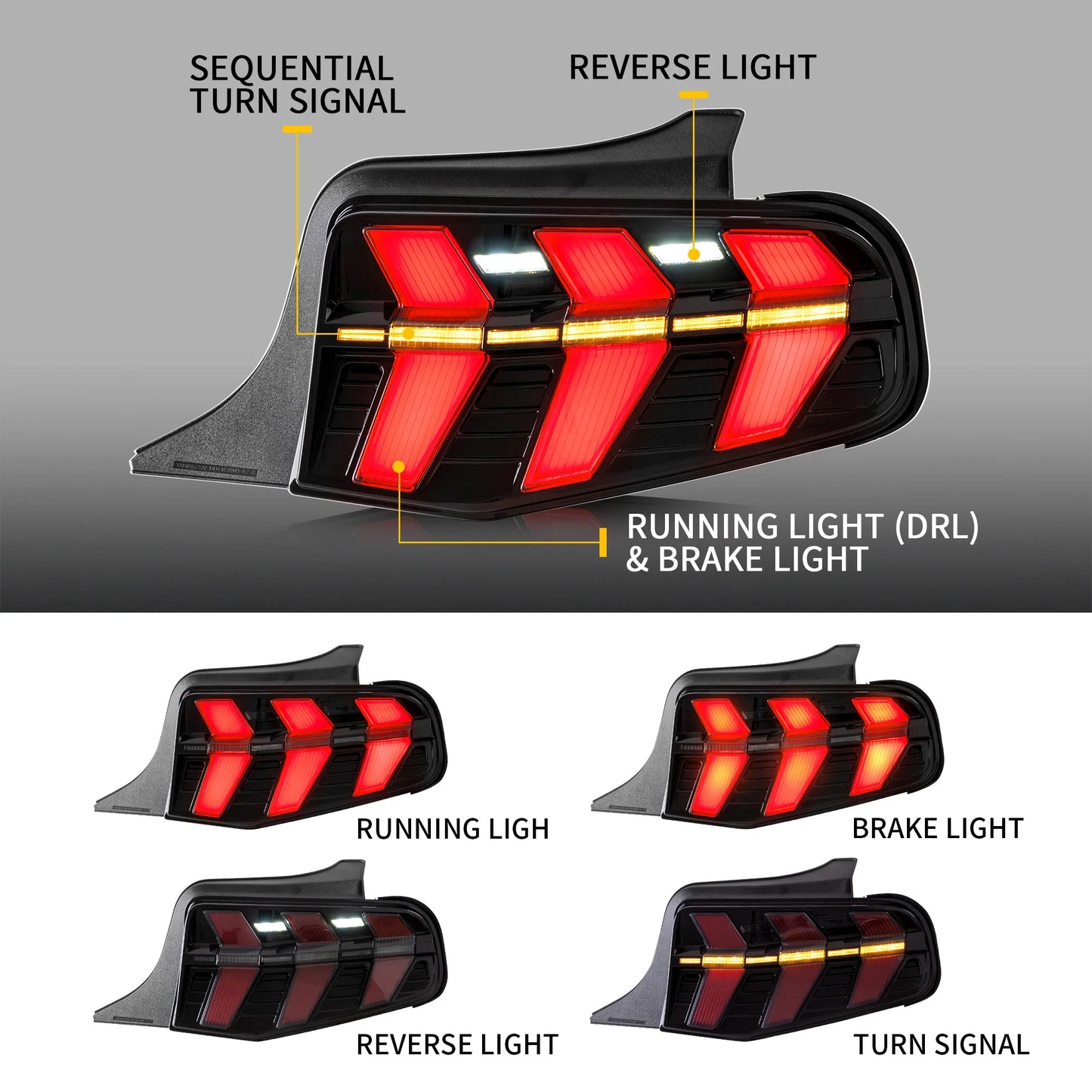 Luci posteriori a LED complete per Ford Mustang 2010-2012 con animazione di avvio Luci di marcia