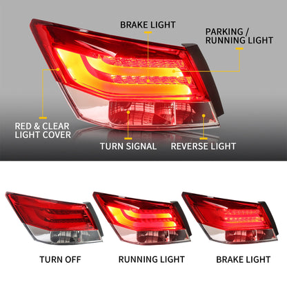 2PCS LED Tail Lights for Honda Accord Inspire 8th Generation Sedan 2008-2013 (Not for Coupe) 