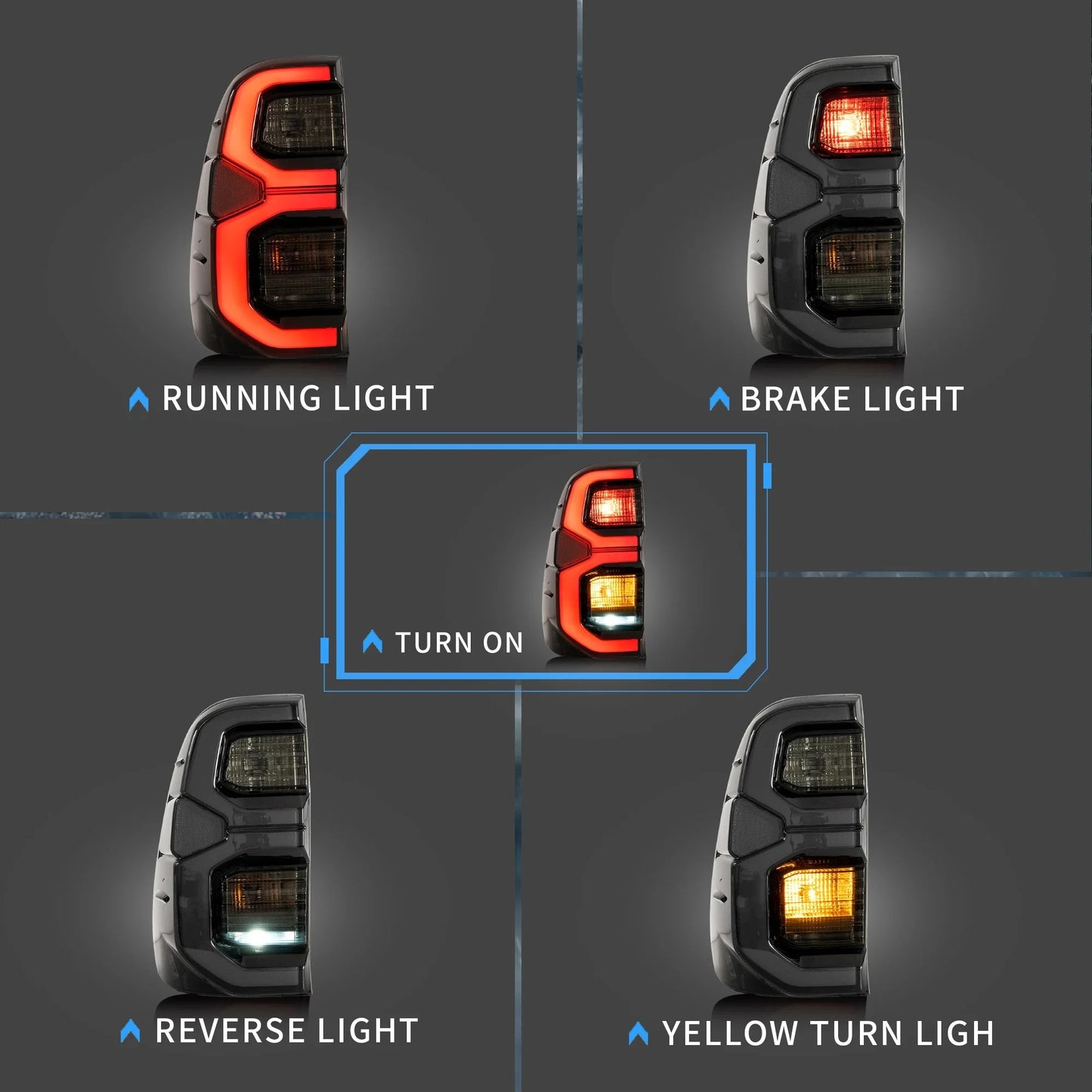 Fanali posteriori Full LED per Toyota Vigo/Hilux 2015-2020 con luce di benvenuto di animazione