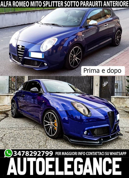 SPOILER BLADE UNDER FRONT BUMPER FOR ALFA ROMEO MITO ABS BLACK SPLITTER 
