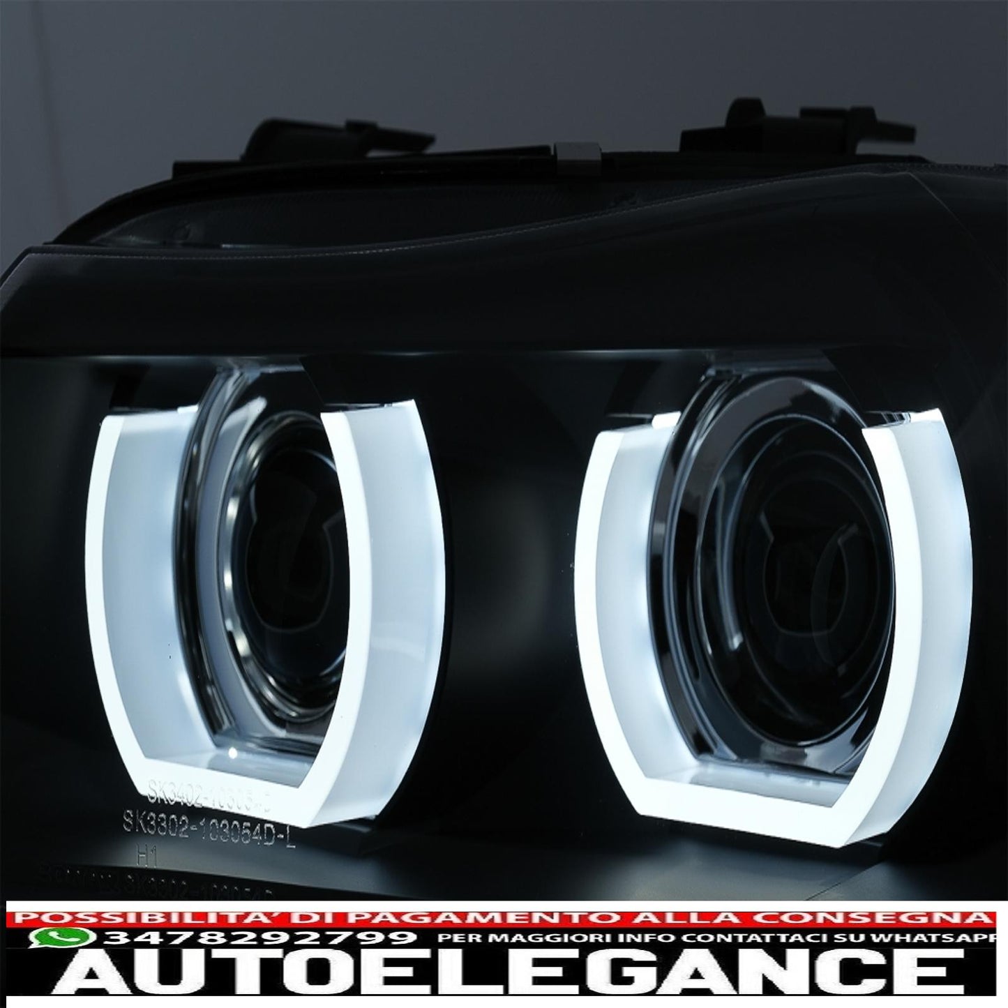 3D Xenon headlights angel eye led drl suitable for bmw 3 series e90 e91 lci with afs (2008-2011) black 