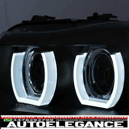 3D Xenon headlights angel eye led drl suitable for bmw 3 series e90 e91 lci with afs (2008-2011) black 