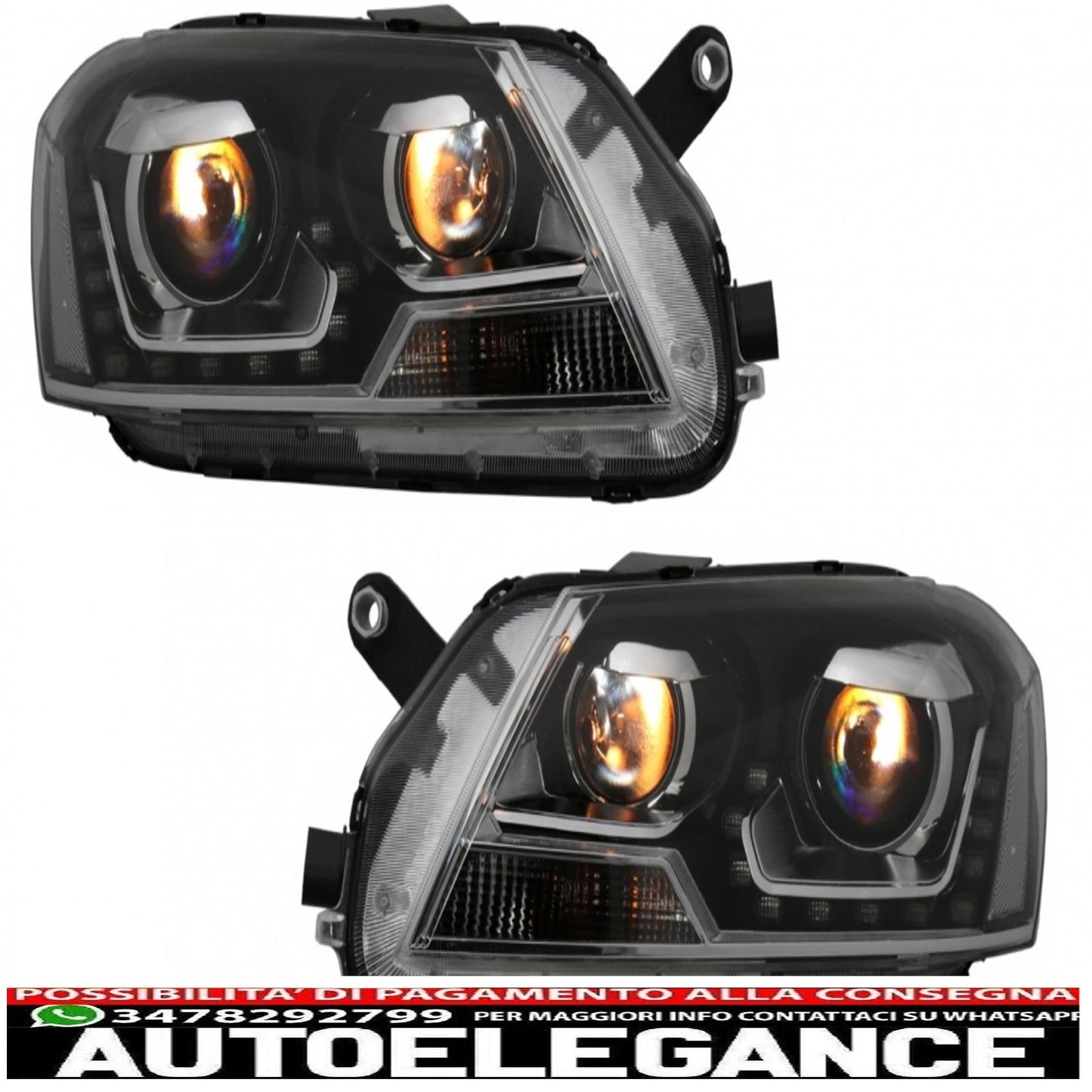LED DRL headlights suitable for VW Passat 3C B7 (11/2010-10/2014) black