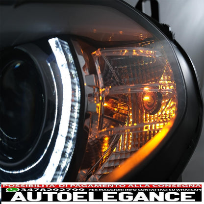 xenon headlights angel eye 3d dual halo led drl rims suitable for bmw x5 e70 (2007-2010) black 