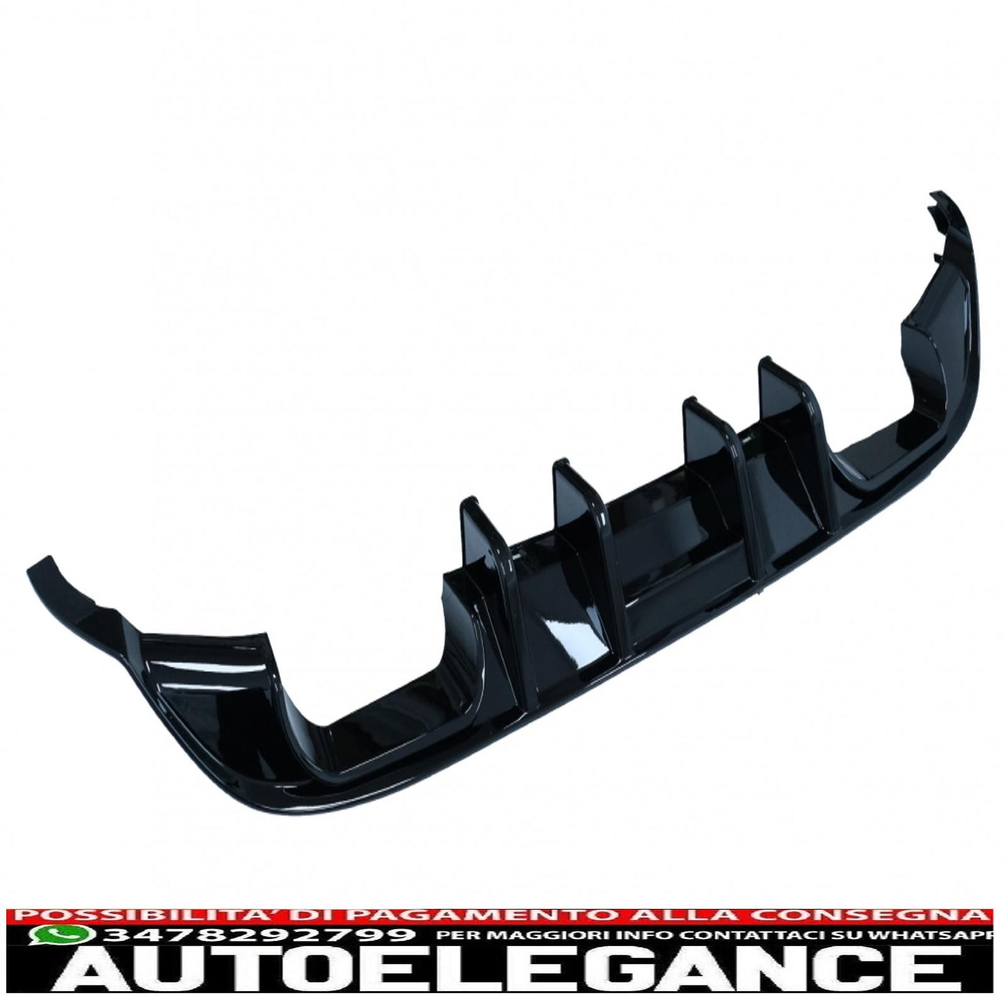 Diffusore aria paraurti posteriore adatto per vw golf 7.5 (2017-2019) r look nero pianoforte