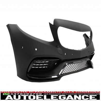 Paraurti anteriore adatto per mercedes classe c w205 s205 (2014-2018) con griglia e diffusore design c63 nero