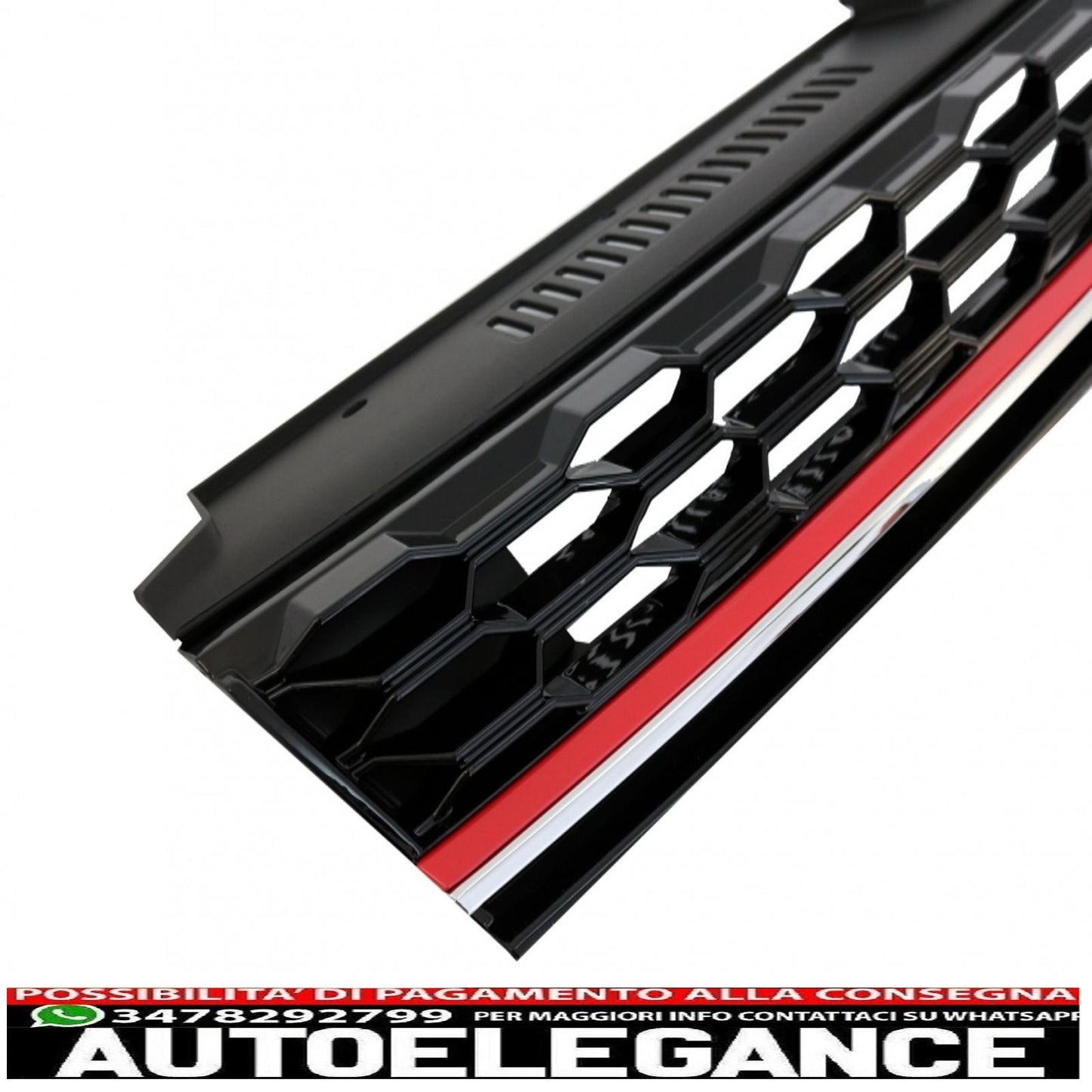 central grille without badge suitable for vw golf 7.5 vii facelift (2017-up) gti design red and chrome